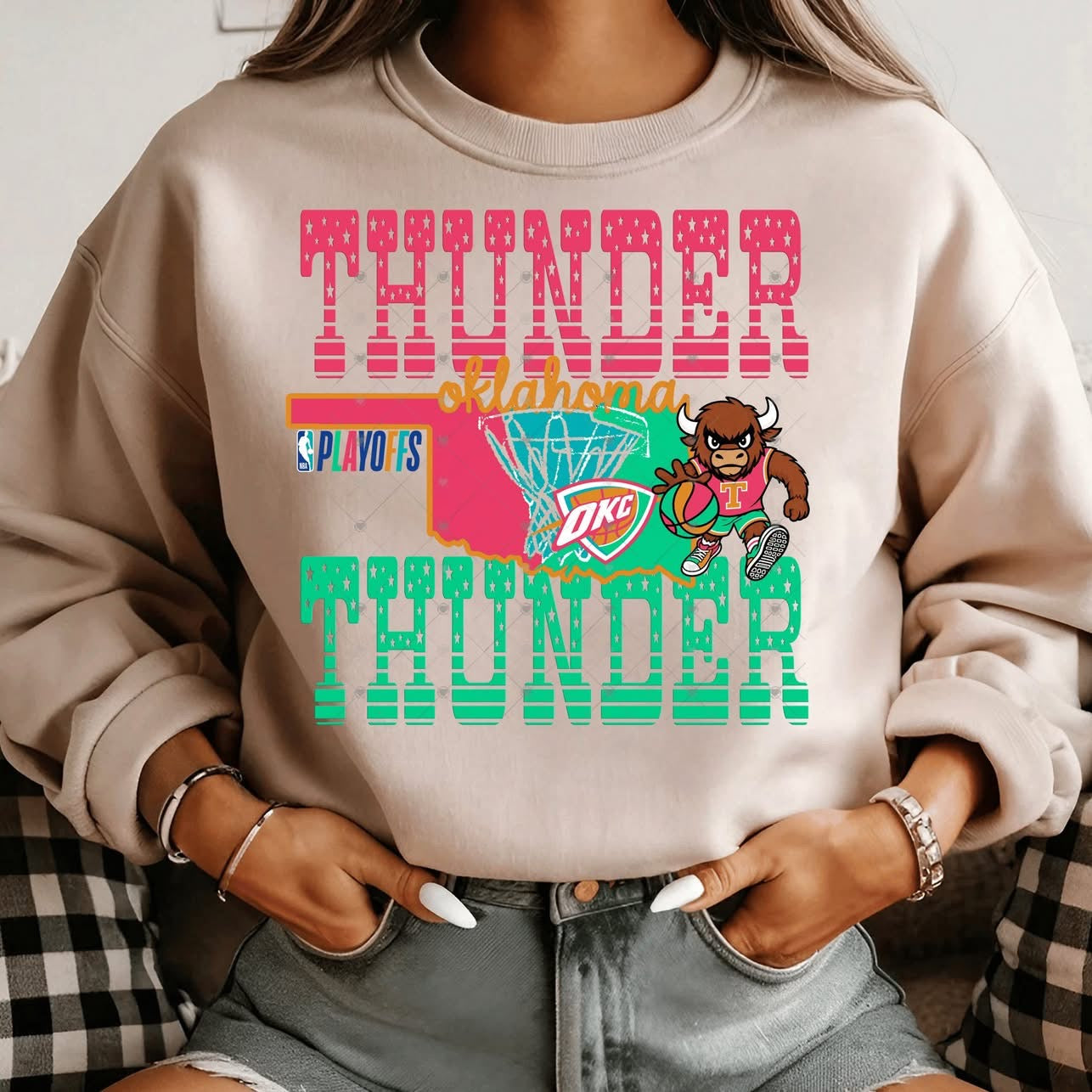 Neon State Thund OKC Basketball-ADULT