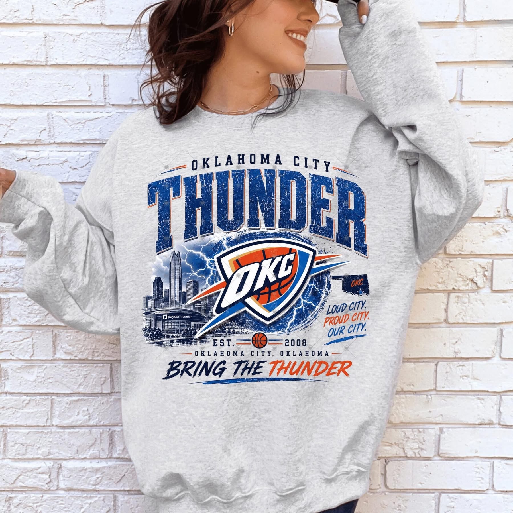 Logo Bring the Thund OKC Basketball-ADULT