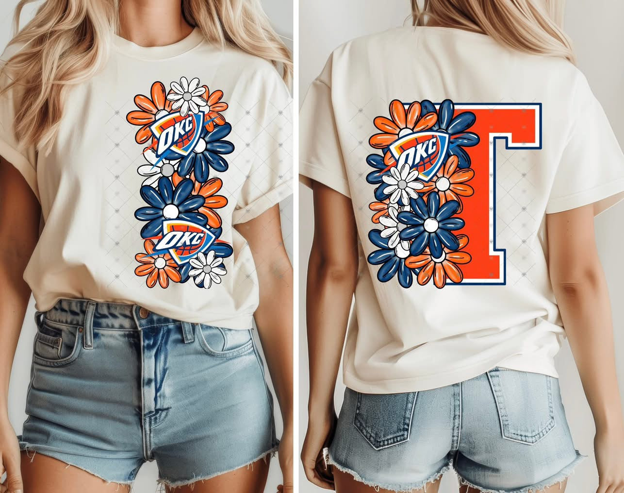 Floral T SINGLE IMAGE Thund OKC Basketball-ADULT