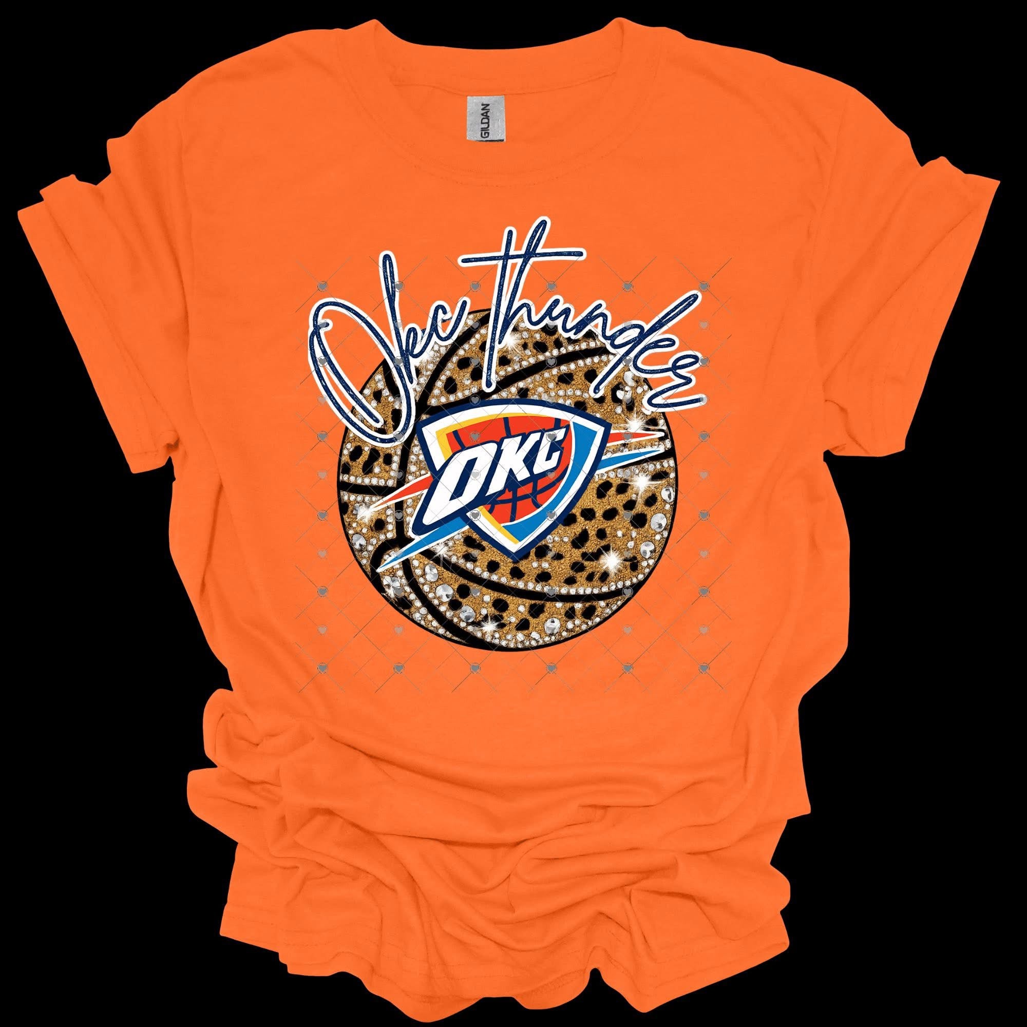 Leopard Faux Rhinestone Ball Thund OKC Basketball-ADULT