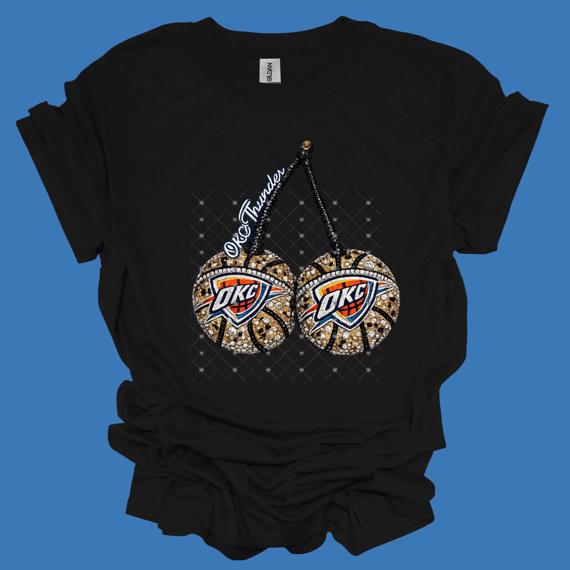 Leopard Faux Rhinestone Ball Cherries Thund OKC Basketball-ADULT