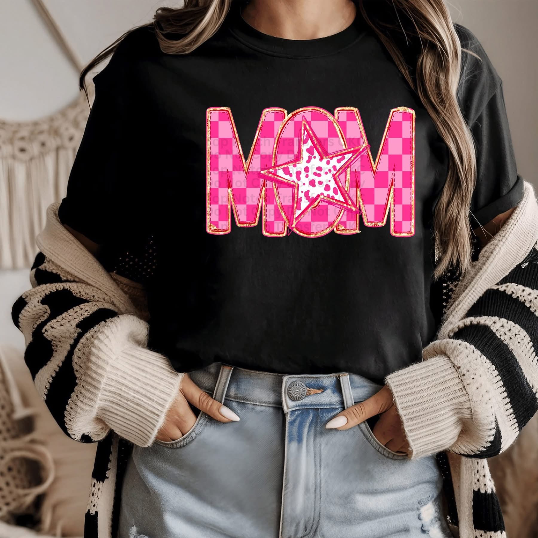 Mom Checker Pink- ADULT