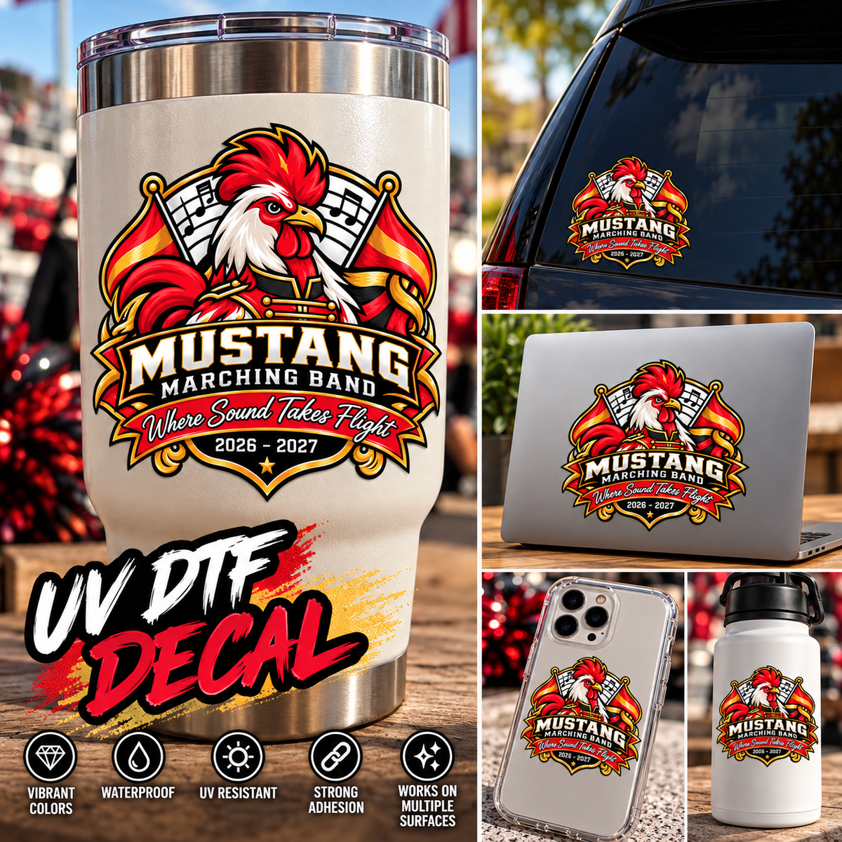 Mustang Marching Band Rooster Tales-UV DTF DECAL