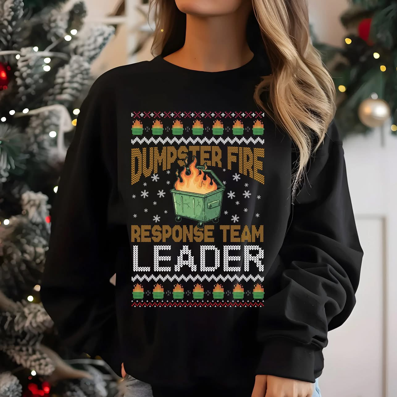 Dumpster Fire Christmas Sweater - ADULT