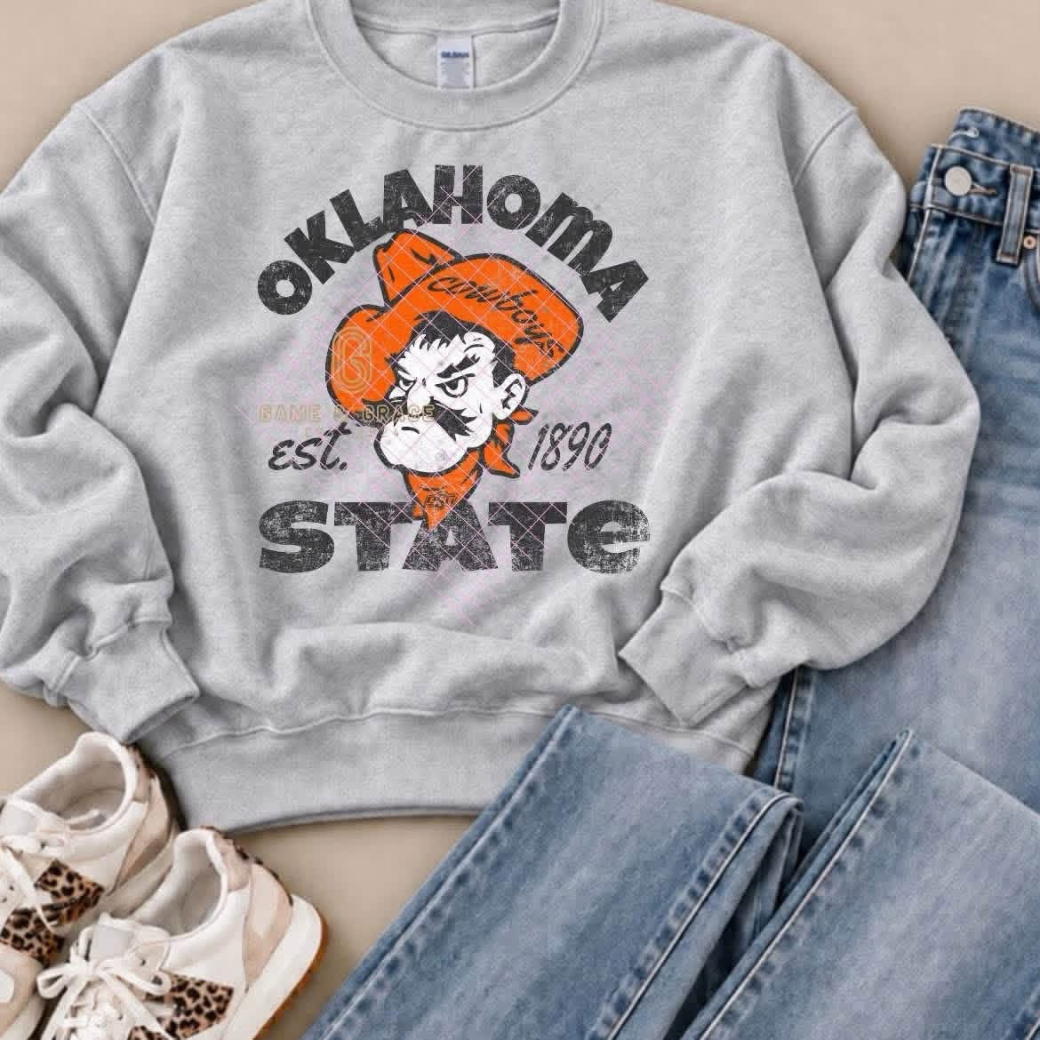 Poke Cow Okla Boys Distress- ADULT