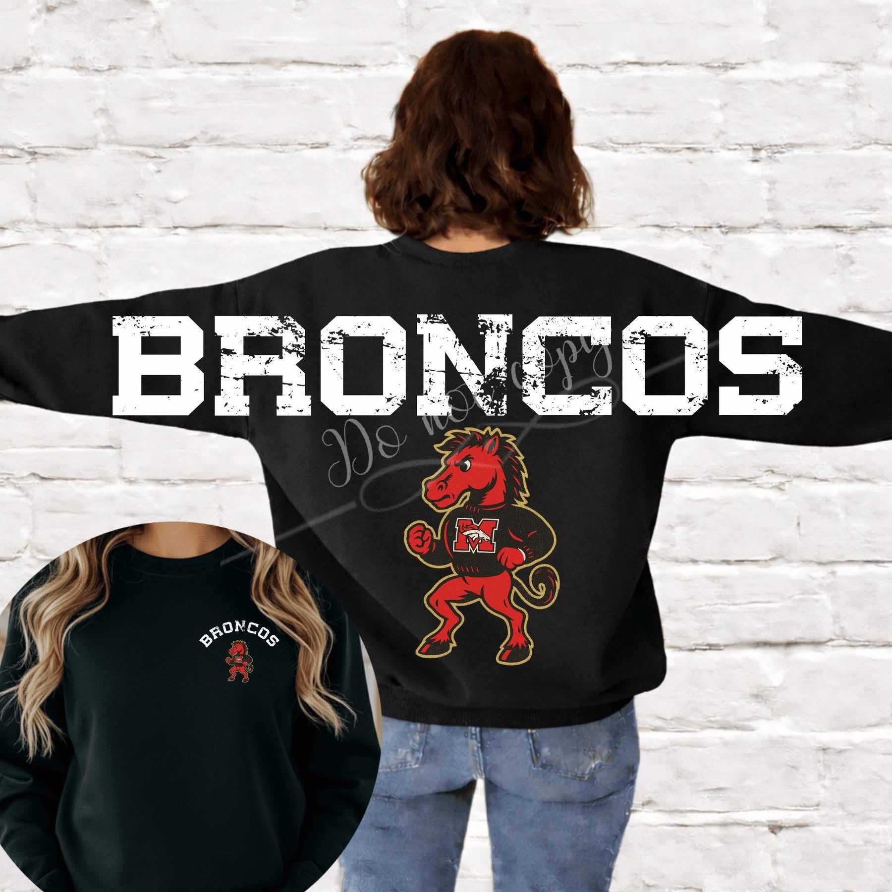 Broncos White Gold Lined Full Back Custom -ADULT