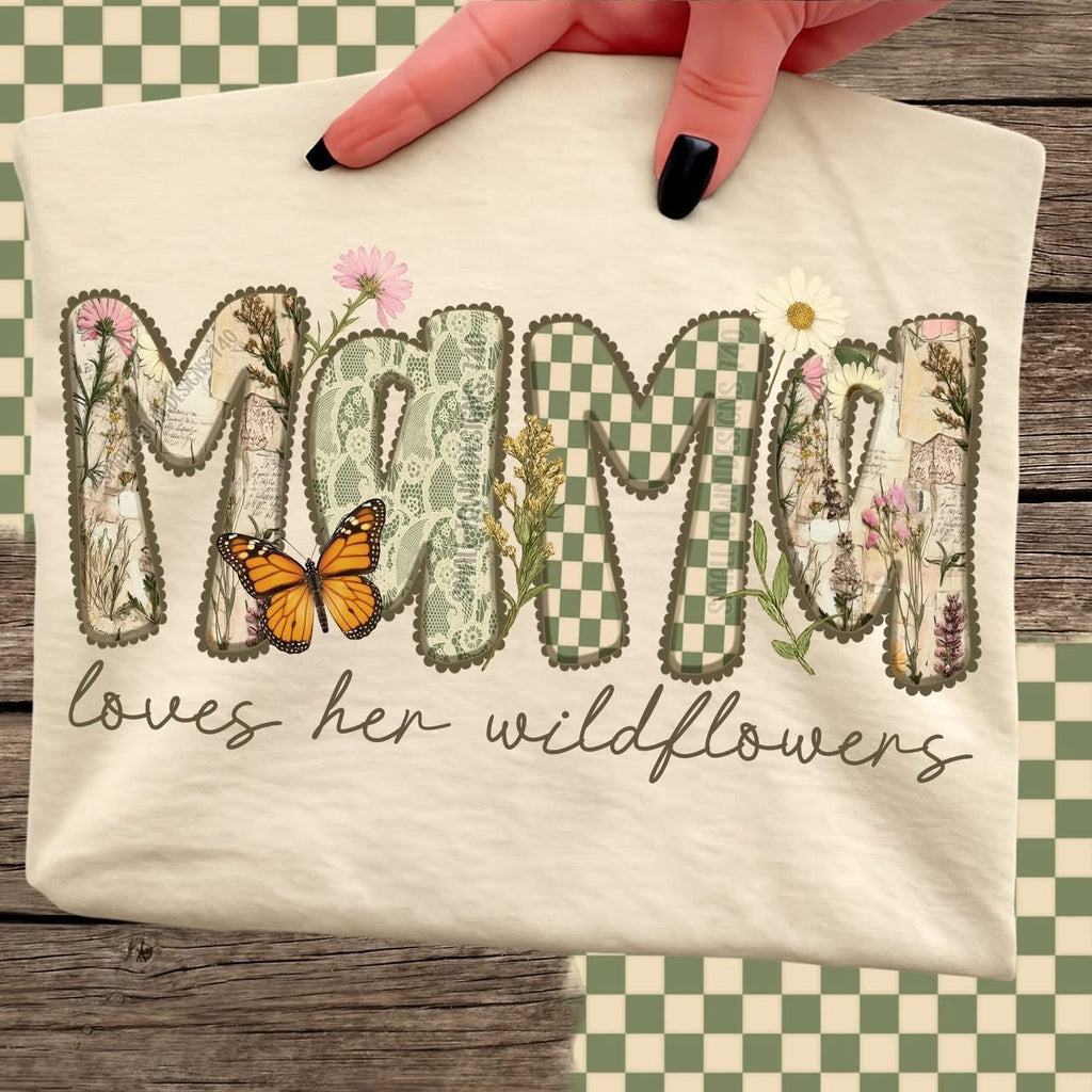 Spring Lettered Name Custom Loves Her Wildflowers-ADULT