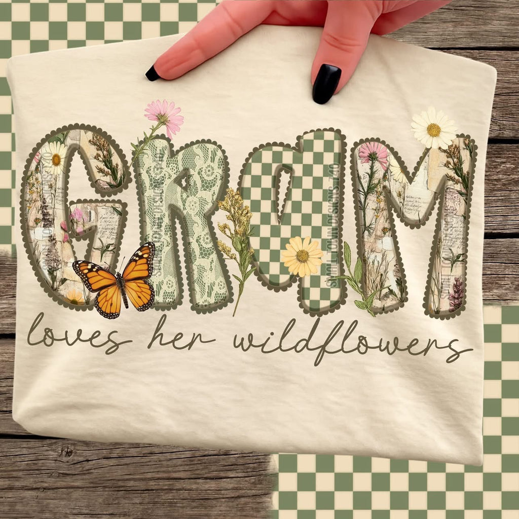Spring Lettered Name Custom Loves Her Wildflowers-ADULT