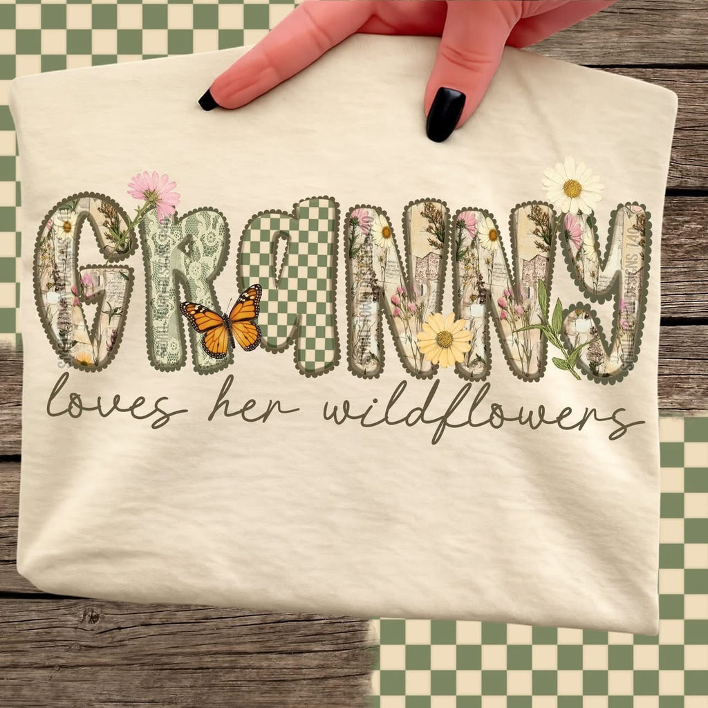 Spring Lettered Name Custom Loves Her Wildflowers-ADULT