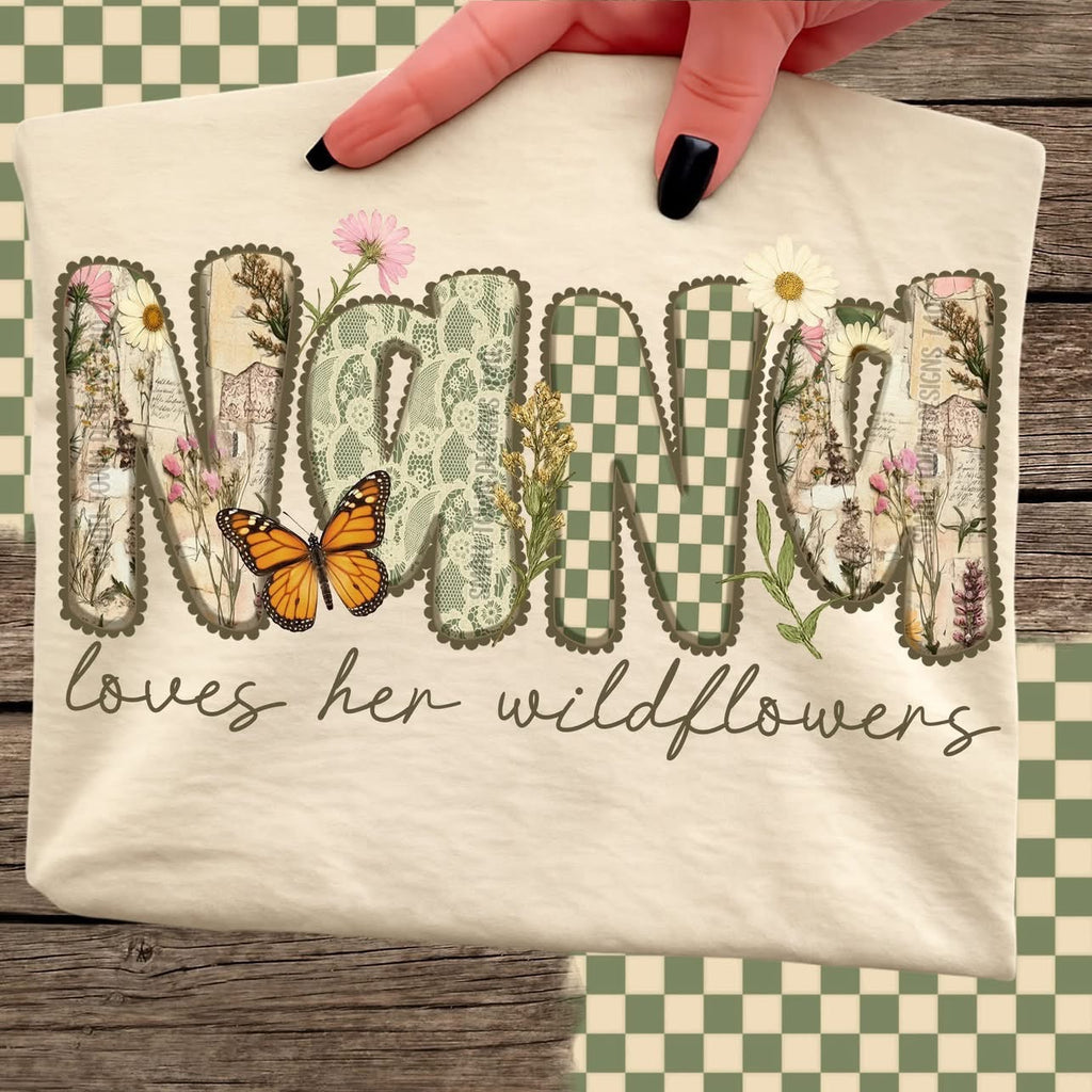 Spring Lettered Name Custom Loves Her Wildflowers-ADULT