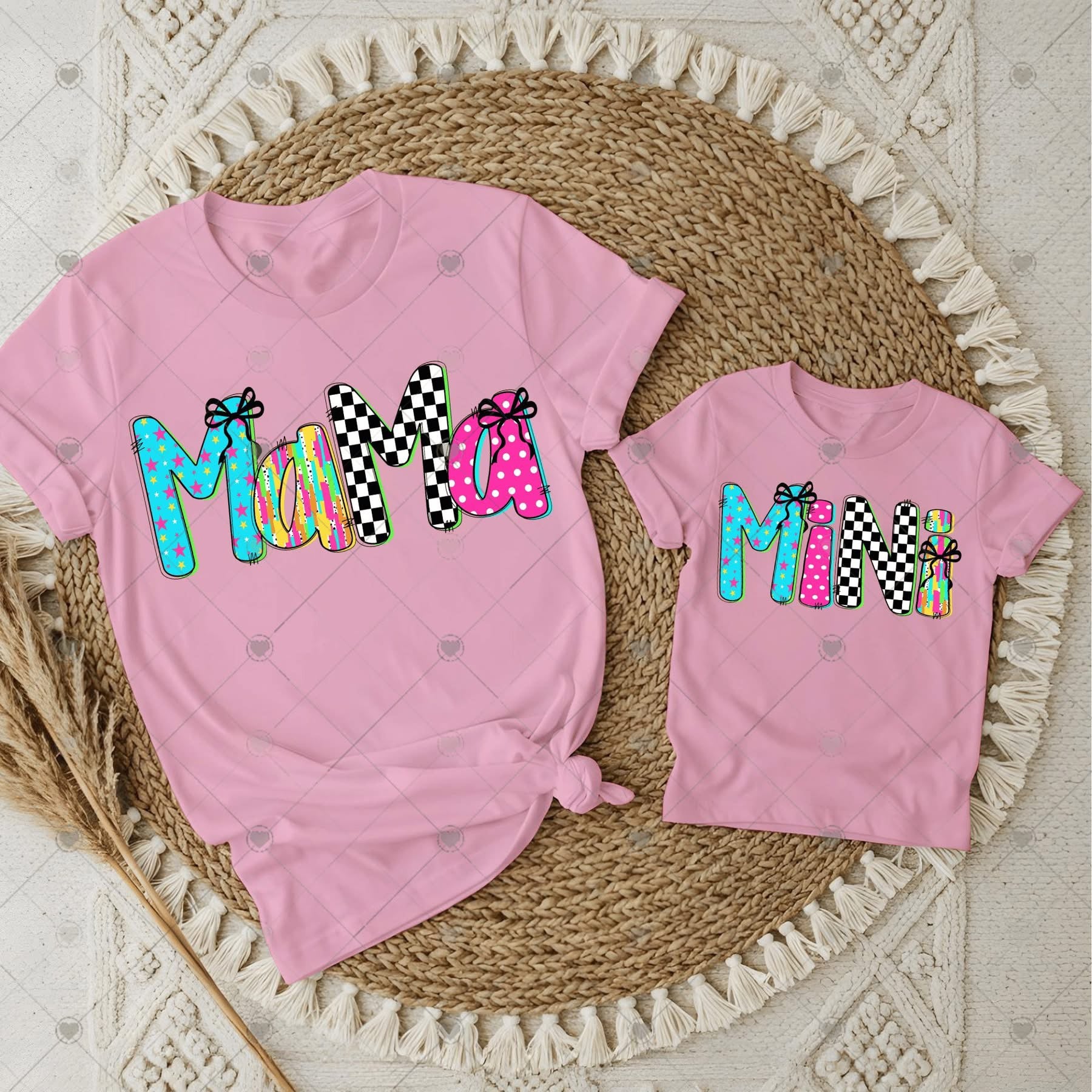 Mama Mini Checker Neons Mommy and Me-ADULT