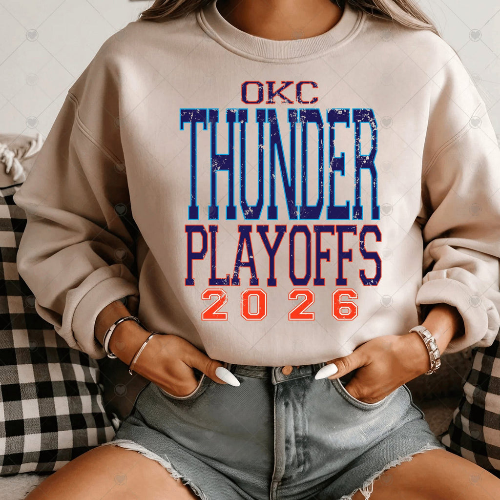 Thund 2026 OKC Basketball Playoffs Letters-ADULT