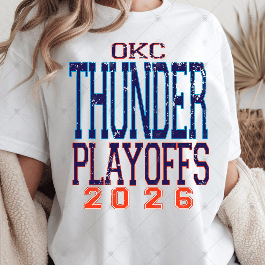 Thund 2026 OKC Basketball Playoffs Letters-ADULT