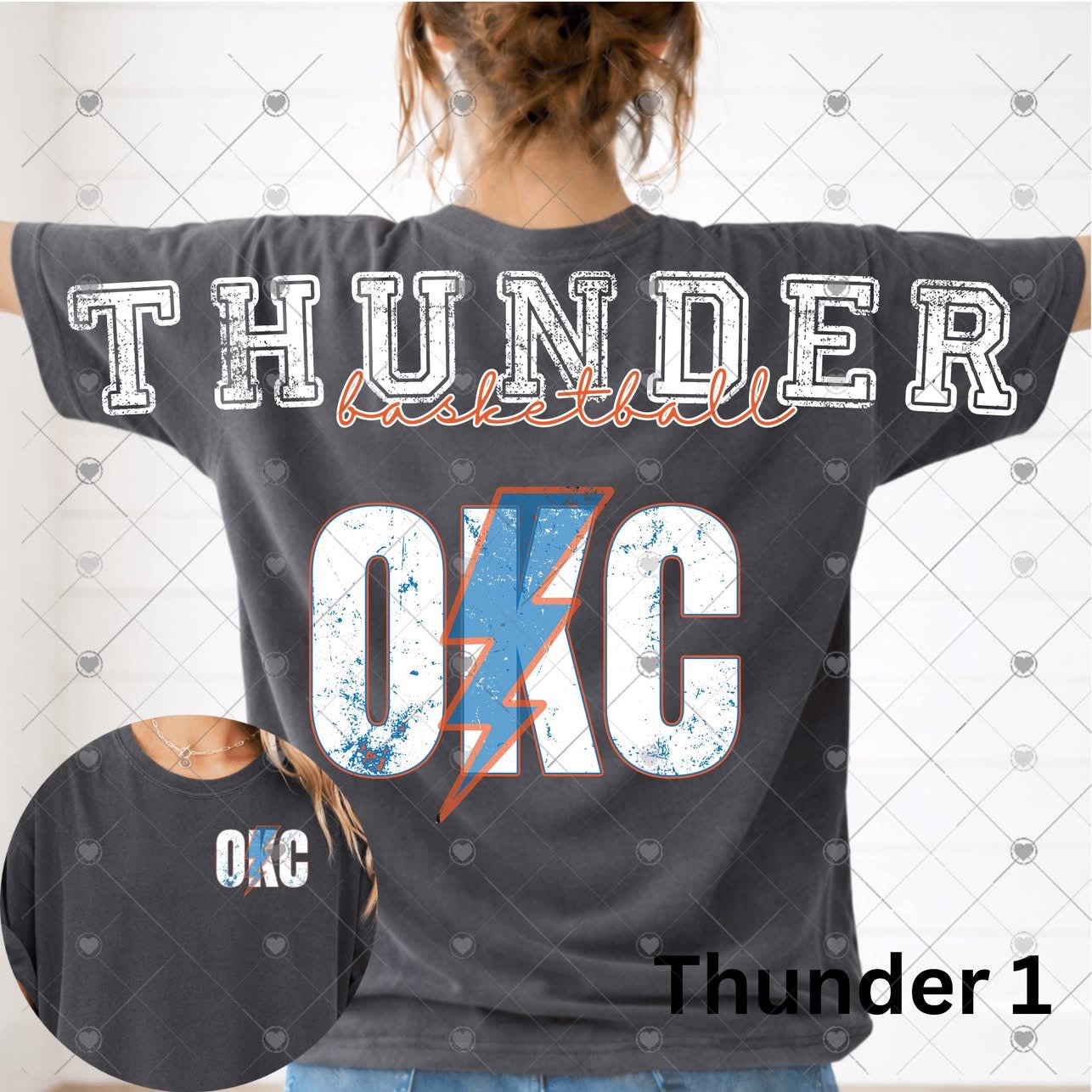 Basketball Thund OKC White Full Back Short Sleeve-ADULT