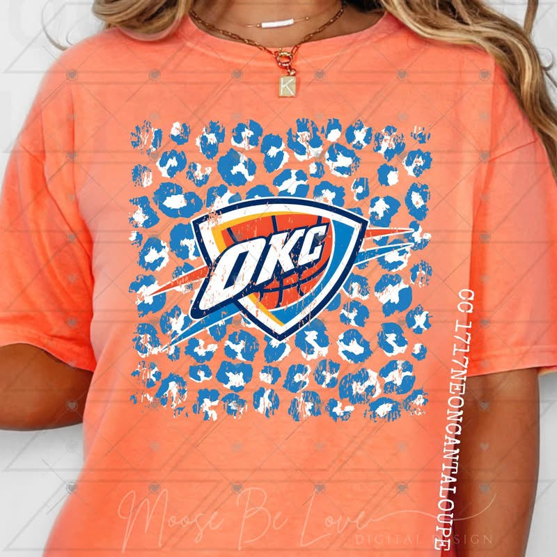 Leopard Blue Logo Thund Basketball OKC-ADULT