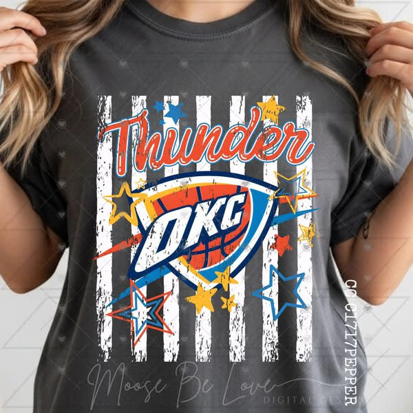 Stars and Striped Orange Thund Basketball OKC-ADULT