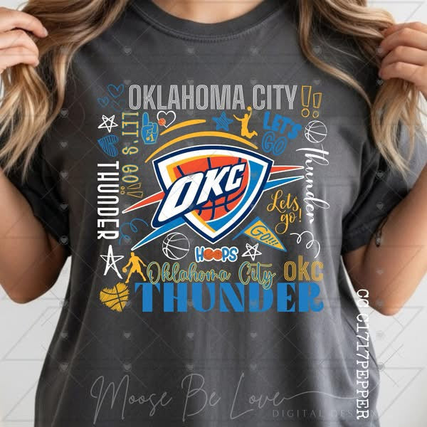 Hoops Collage Thund Basketball OKC-ADULT