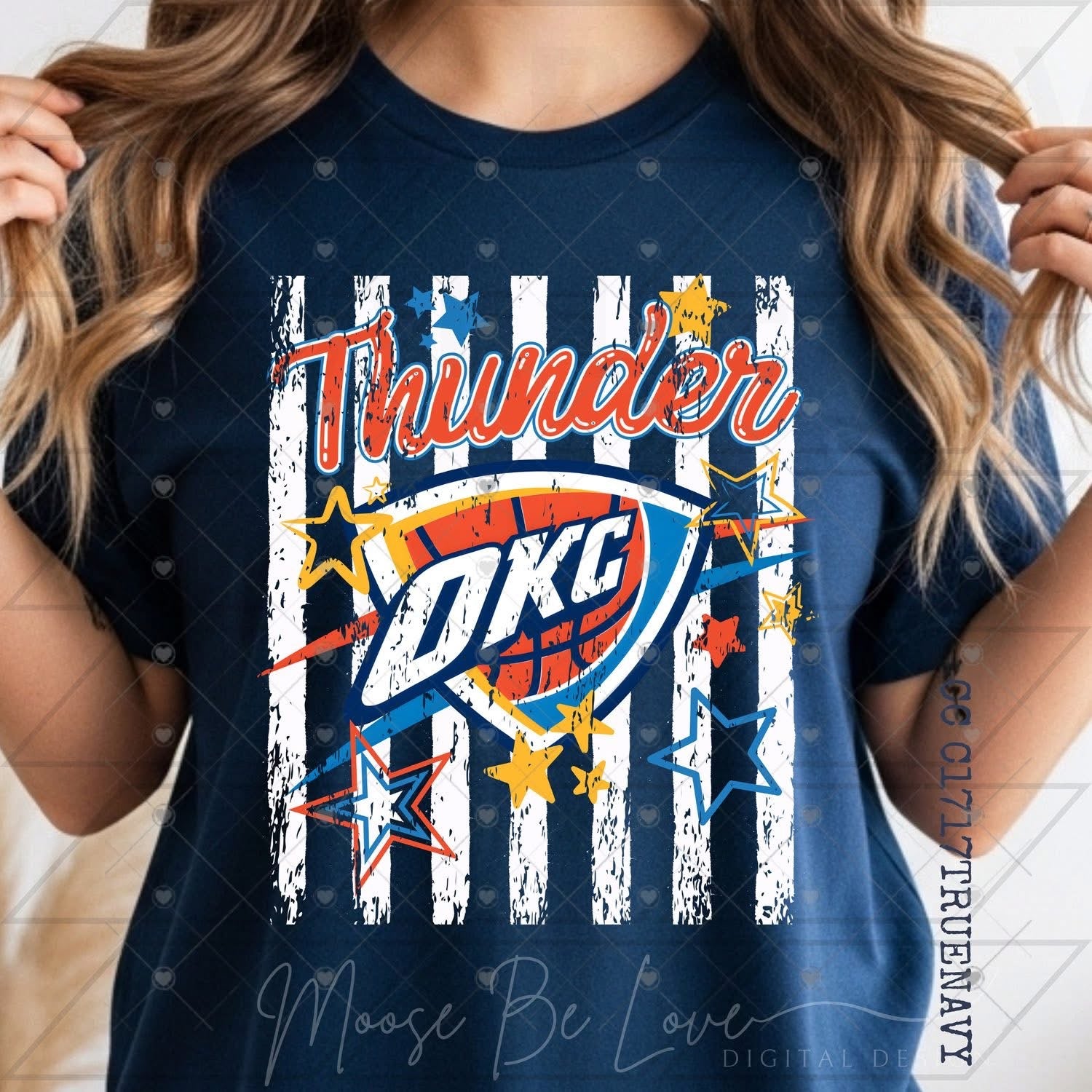 Stars and Striped Orange Thund Basketball OKC-ADULT