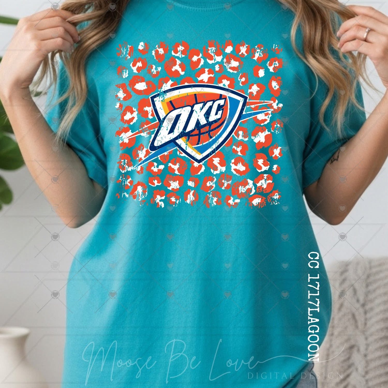 Leopard Orange Logo Thund Basketball OKC-ADULT