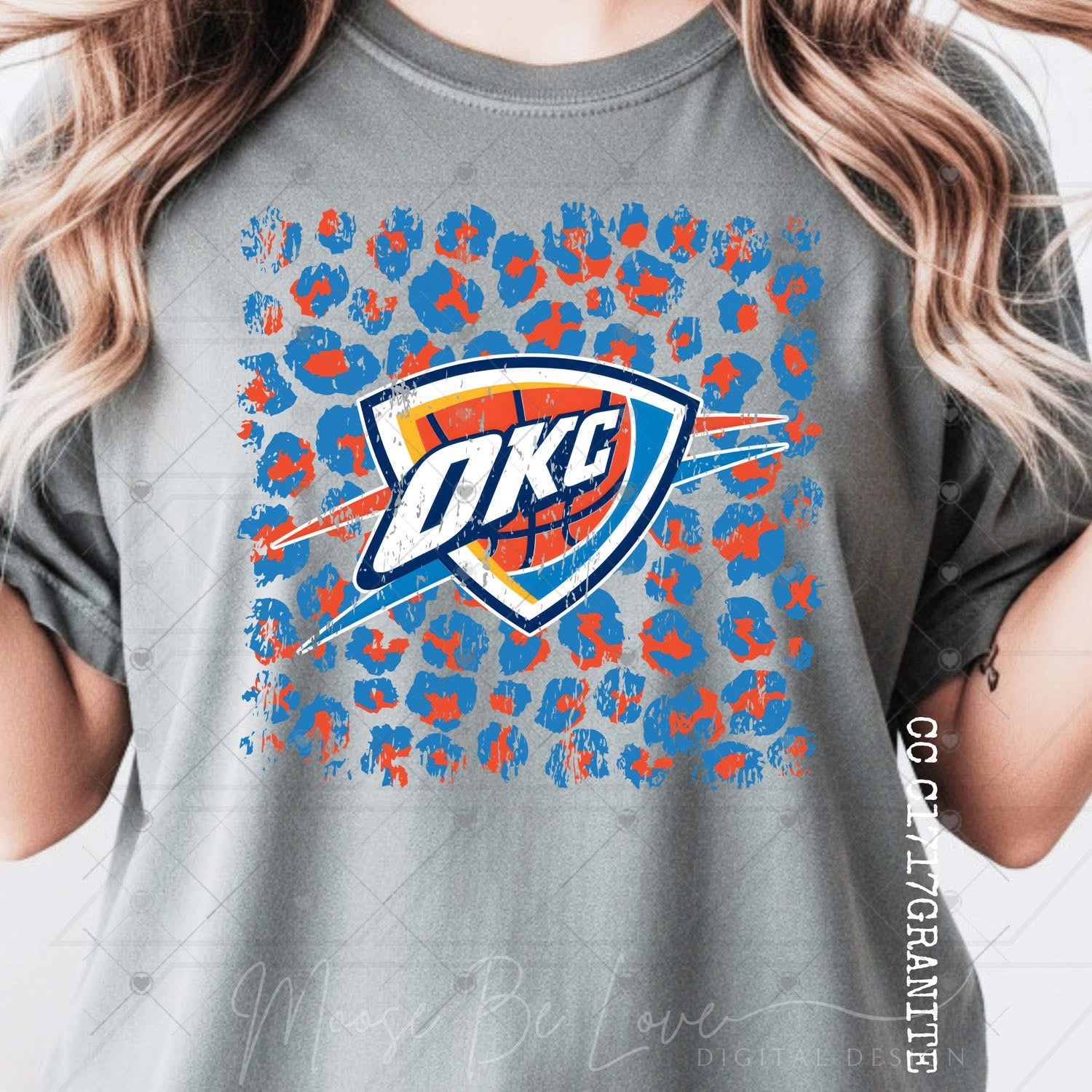 Leopard Blue Orange Logo Thund Basketball OKC-ADULT