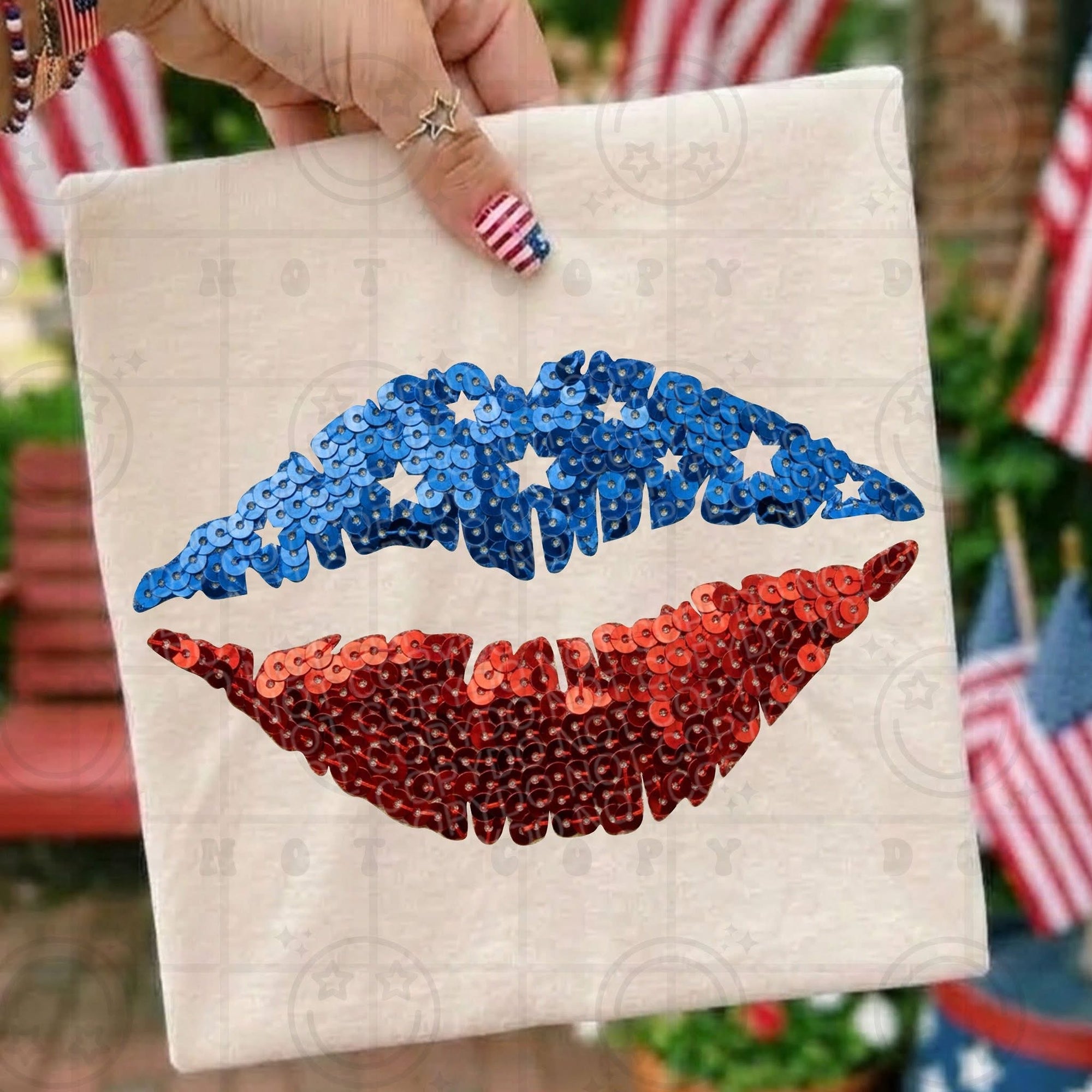 America Faux Sequin Lips-ADULT