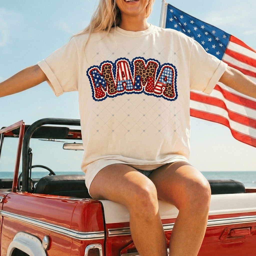 Mama Mini Patriotic Leopard Mommy and Me-ADULT