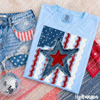 Star Faux Denim Patchwork -ADULT