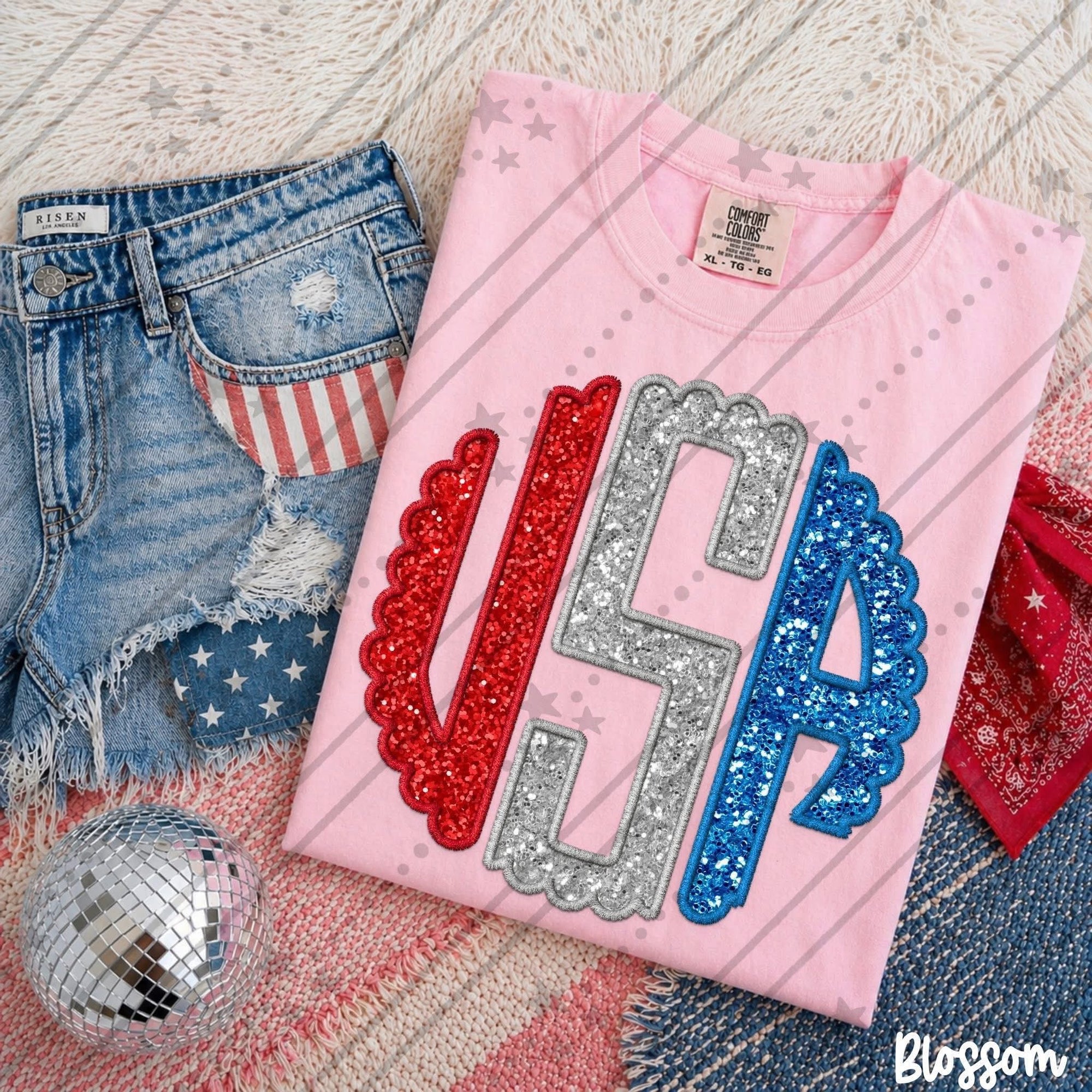 USA Faux Sequin Monogram-ADULT