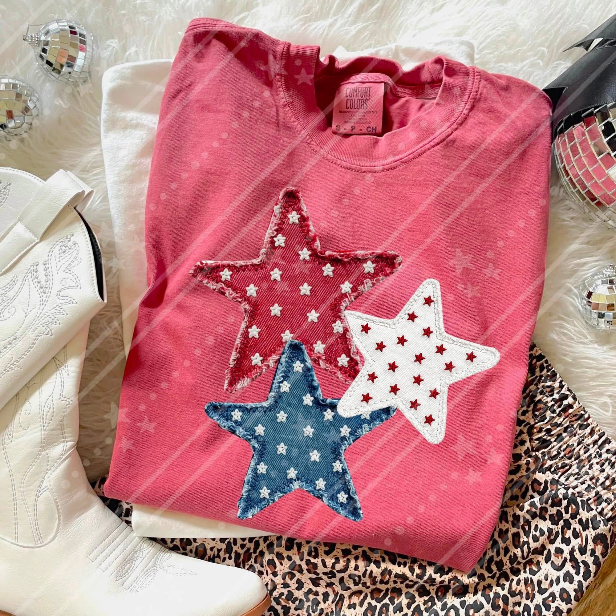 Faux Denim Patchwork Stars-ADULT