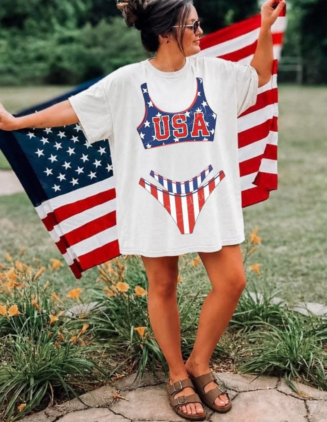 July 4th USA Bikini Shirt-ADULT