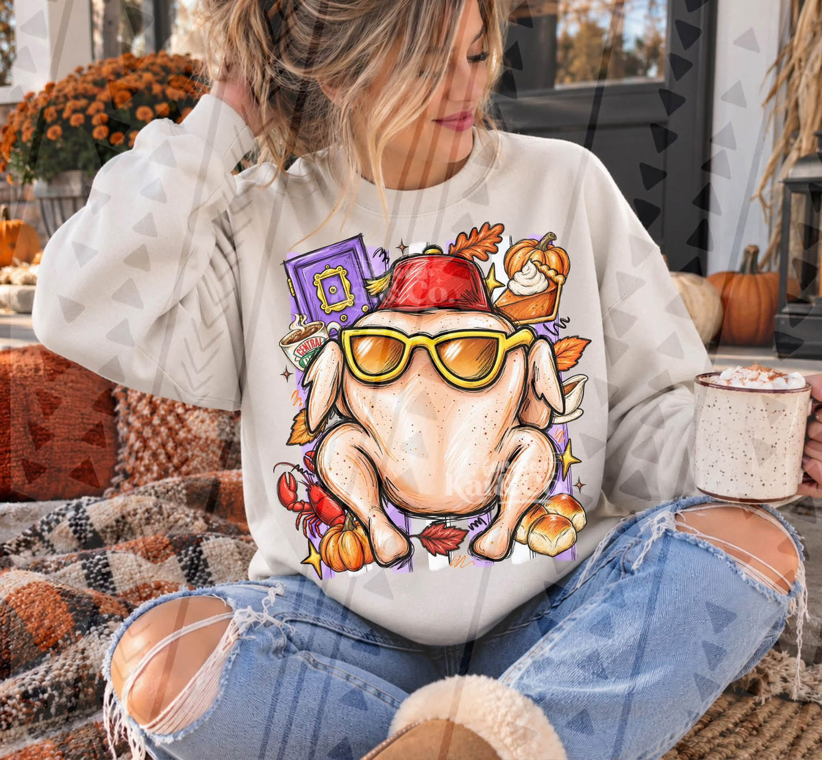 Friendsgiving Full Back Long Sleeve and Front-ADULT