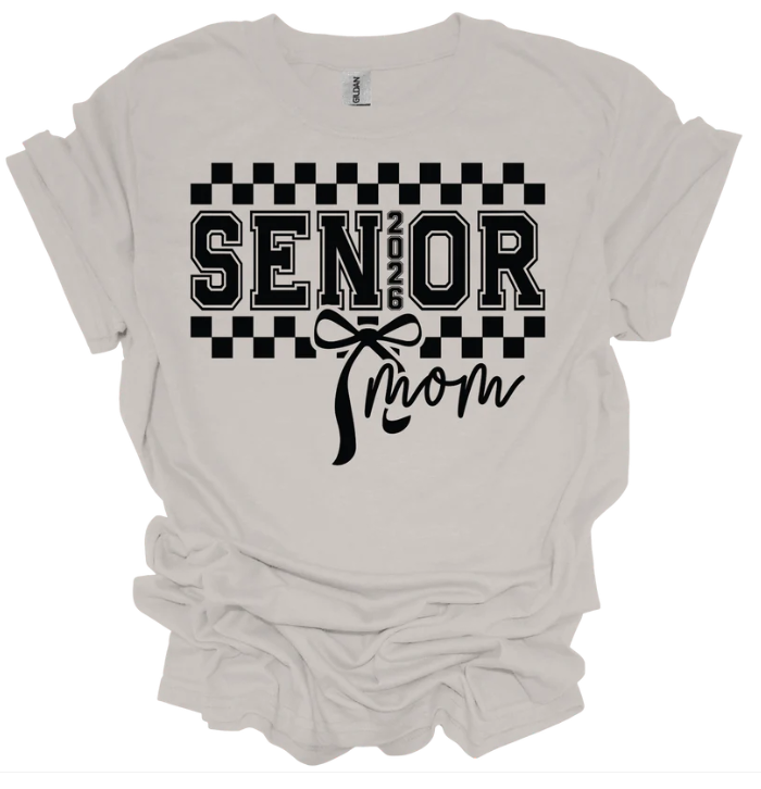 Senior Mom 2026 Checker Bow-ADULT