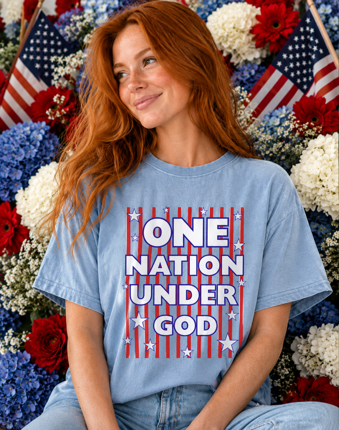 One Nation Under God Stripes-ADULT