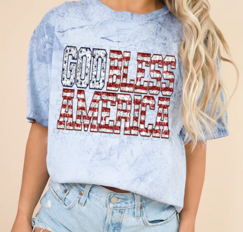 God Bless America Faux Sequin-ADULT