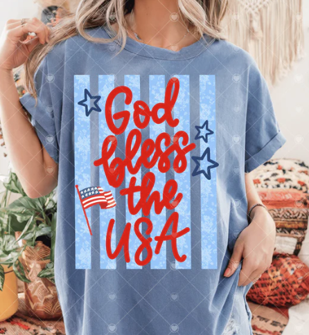 God Bless the USA Blue Stripe-ADULT