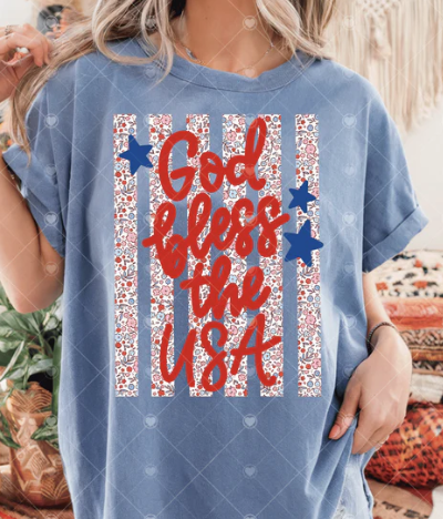 God Bless the USA Floral Stripe-ADULT