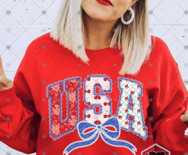 USA Lace Cherry Bow-ADULT