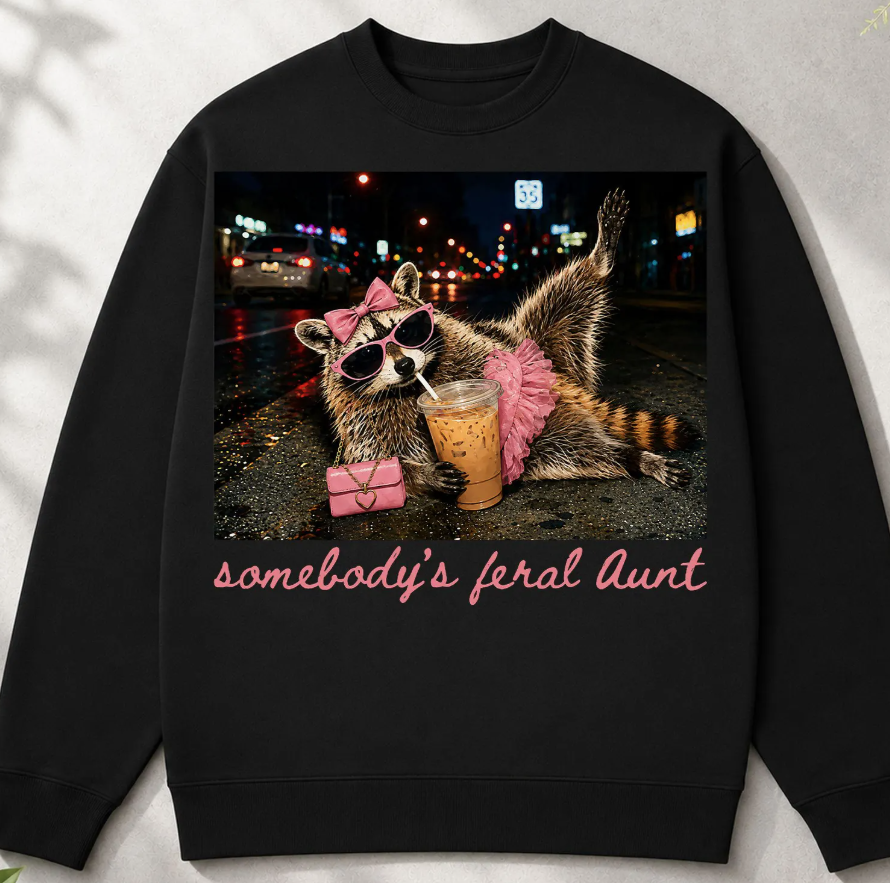 Somebodys Feral Aunt Raccoon Pink Tutu-ADULT