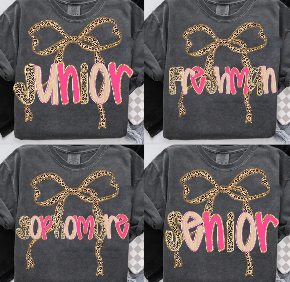 High School Leopard Bow Freshman Soph Jr Senior-ADULT