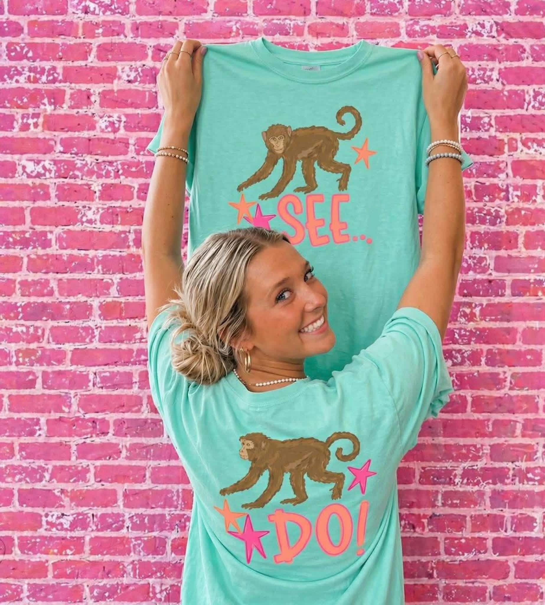 Monkey See Monkey Do Dual Image Animal Pun-ADULT